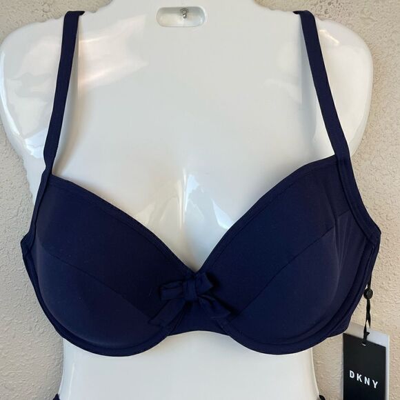 NWT DKNY Navy Blue Bikini Top and Matching Bottoms Size XL - Picture 2 of 8